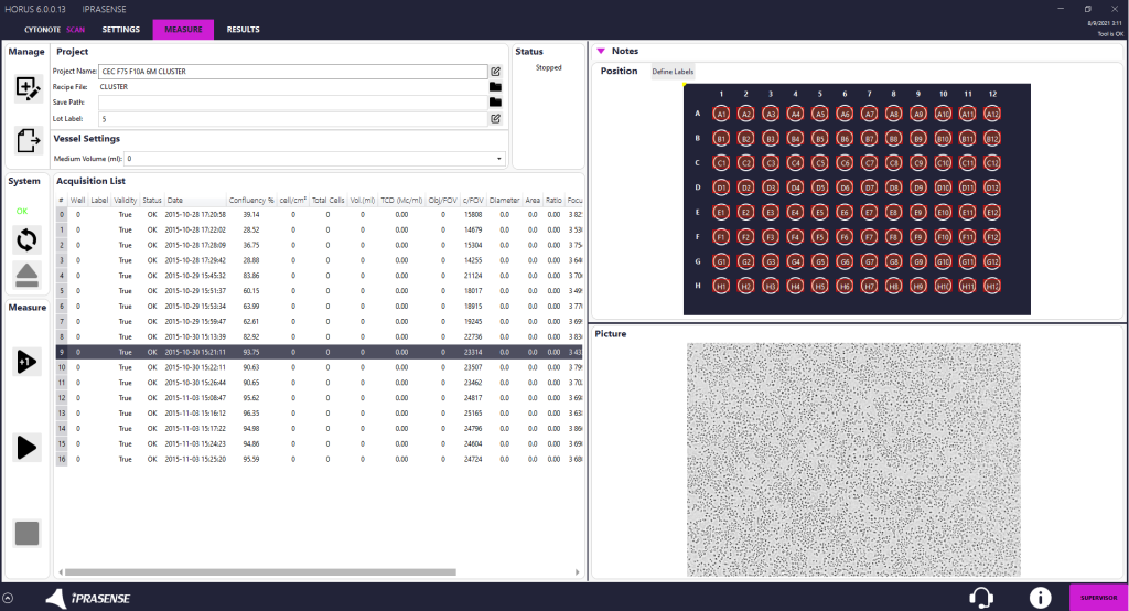 Horus Software for cell culture with cytonote